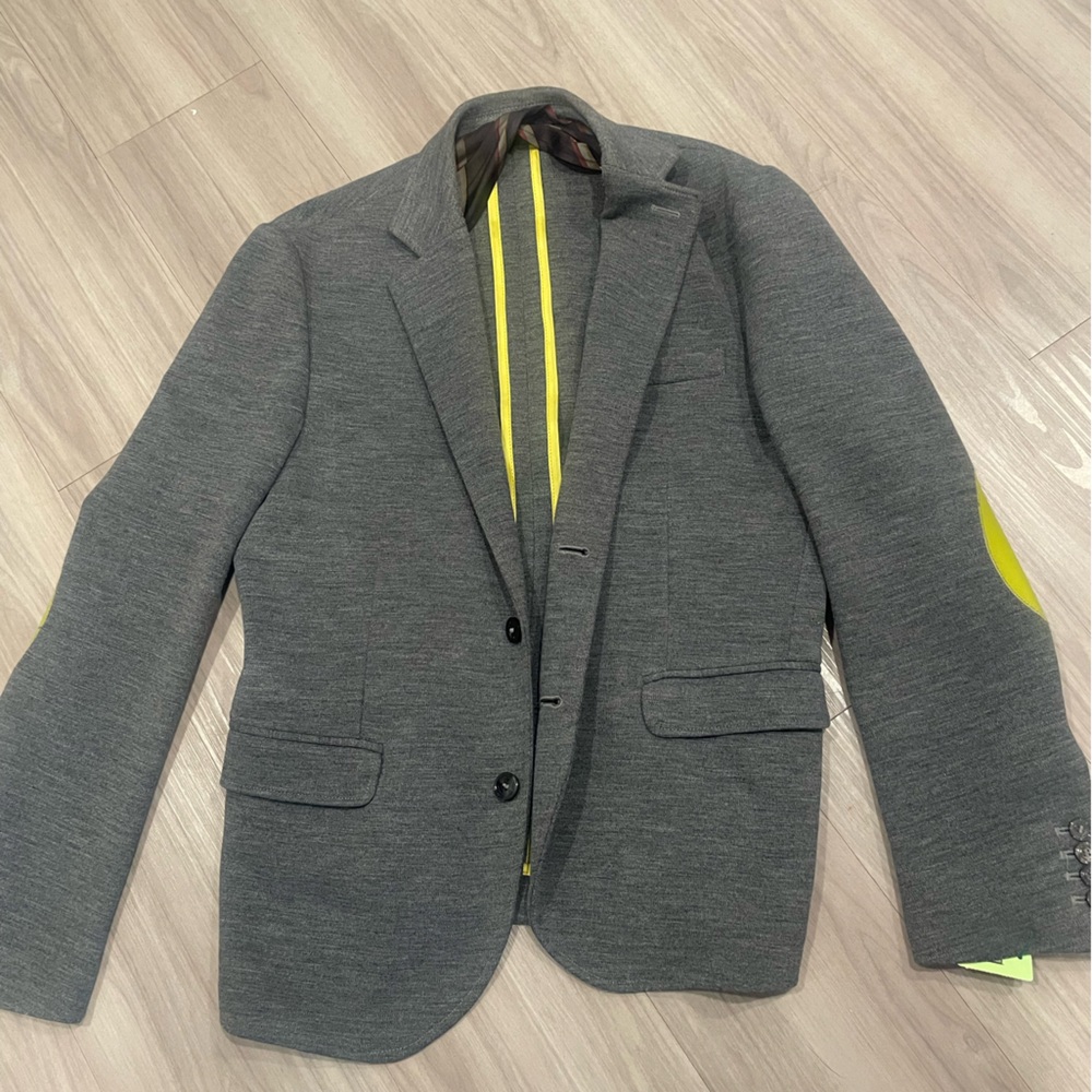Gray Blazer with Yellow Lining